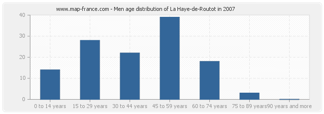 Men age distribution of La Haye-de-Routot in 2007